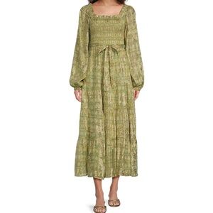Elegant Green Floral Women's Dress